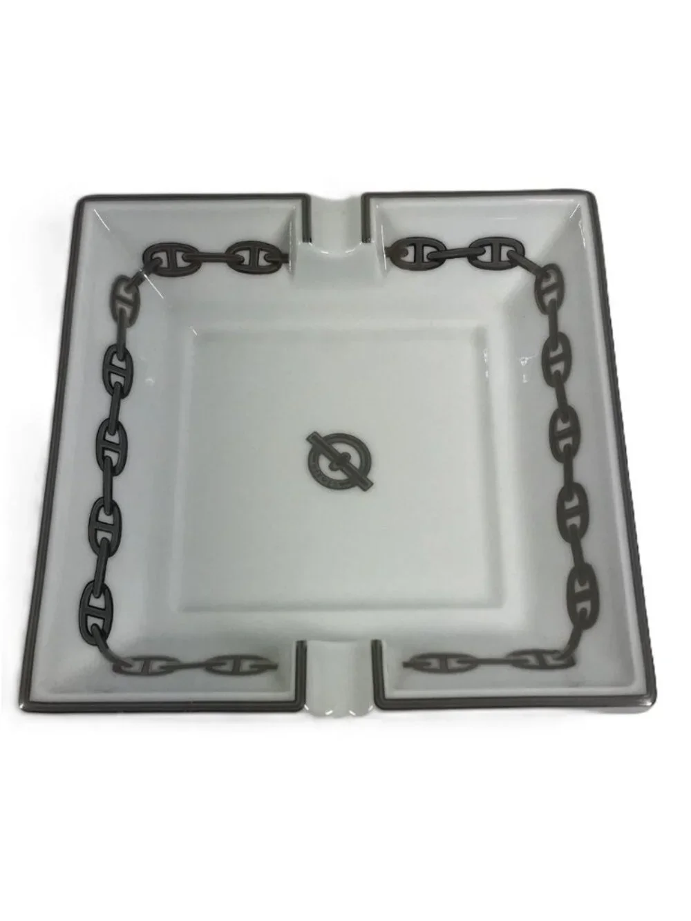 Hermes Ashtray Chaine D'Ancre Logo Pottery White